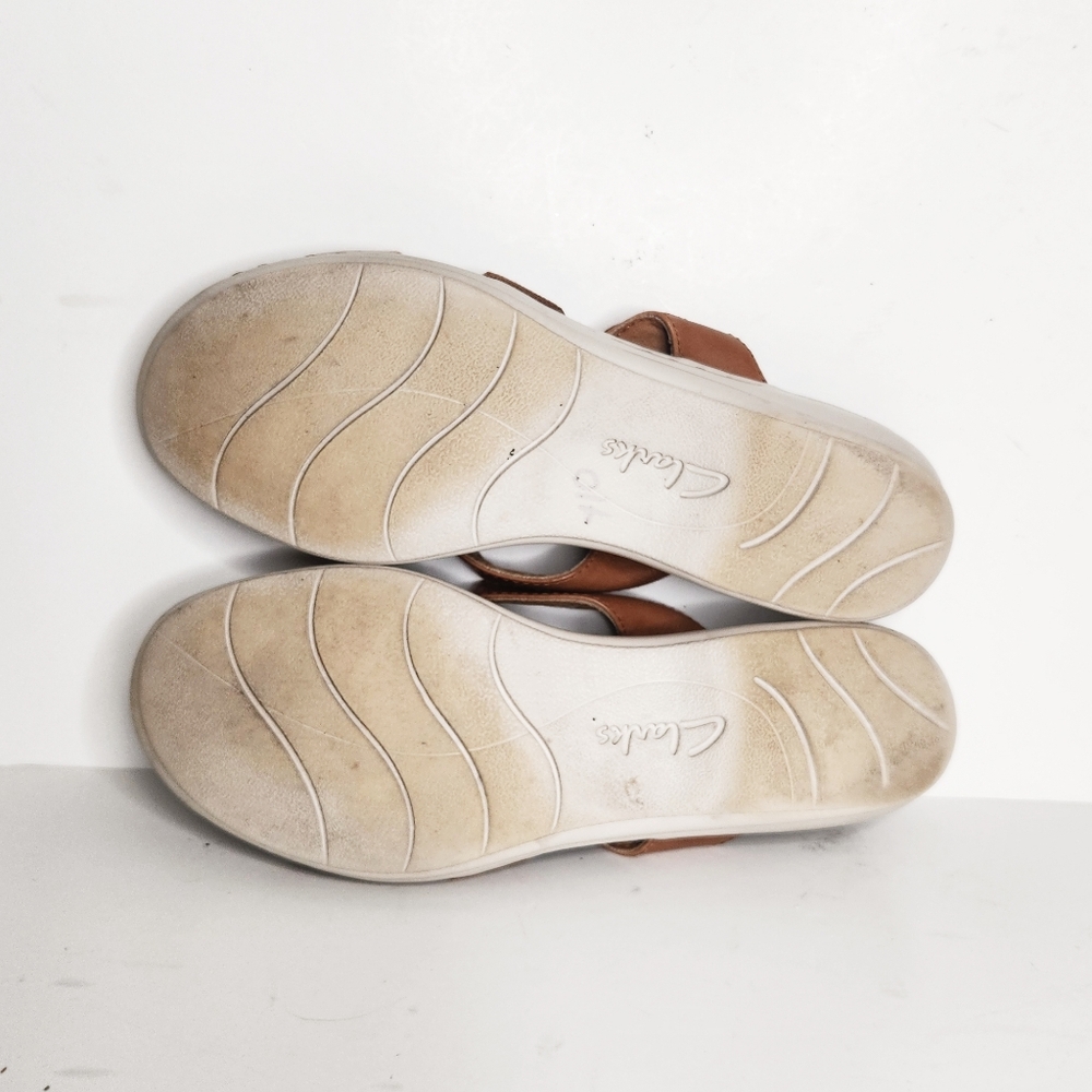 Clarks Collection Leisa Emily Brown Leather Slide Sandals Women's Size 9.5 - Picture 7 of 11